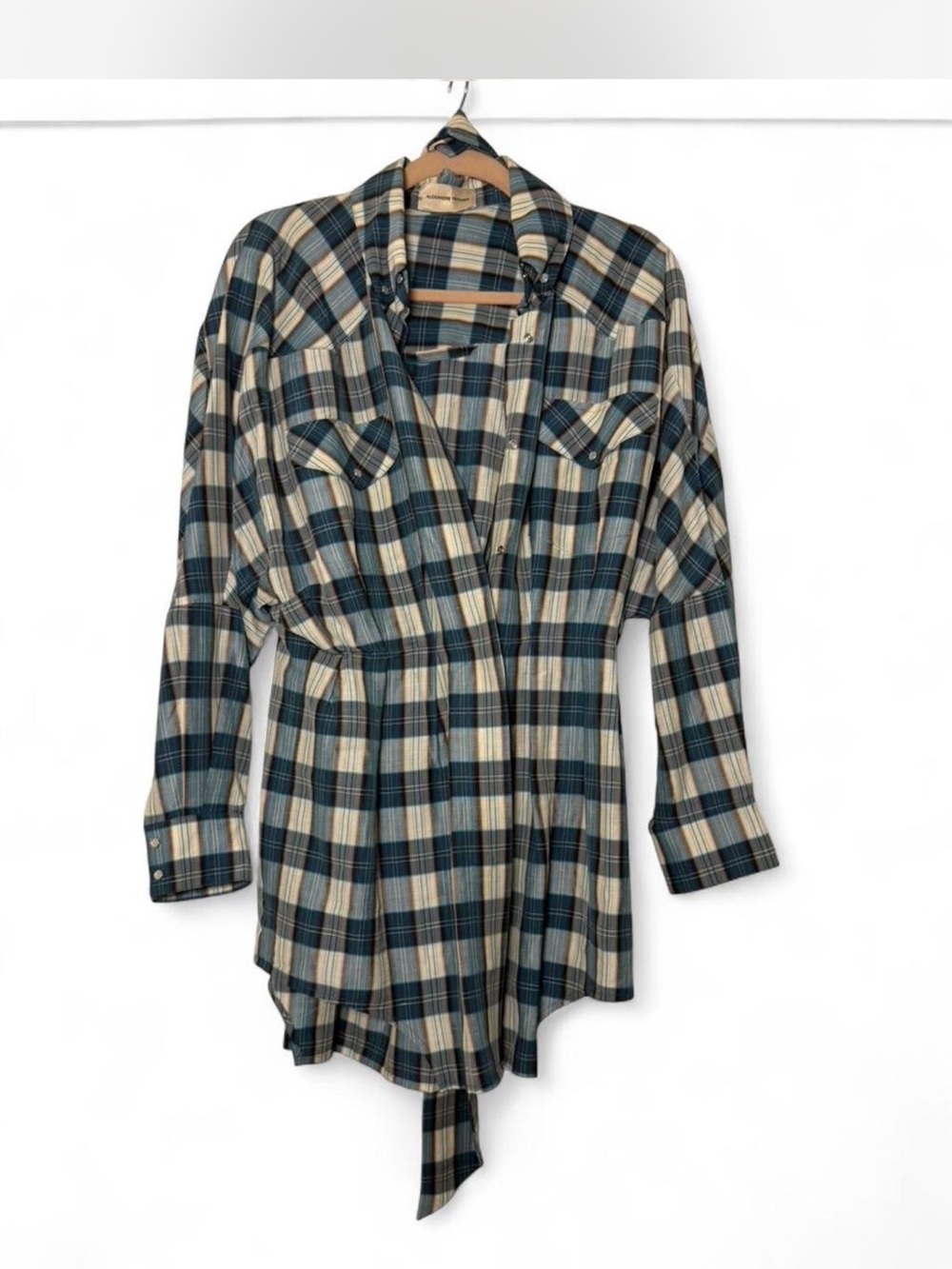 Alexandre Vauthier Plaid Tie-Waist Mini Shirt Dress Jacket